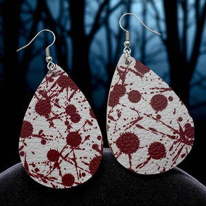 Women's Unbranded White & Red Blood Splatter Teardrop Earrings One Size